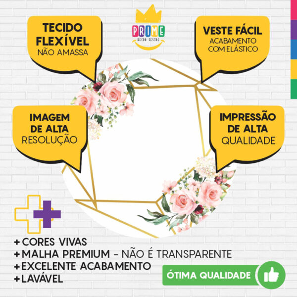 Painel Redondo 3D Floral Tecido Sublimado - Image 3