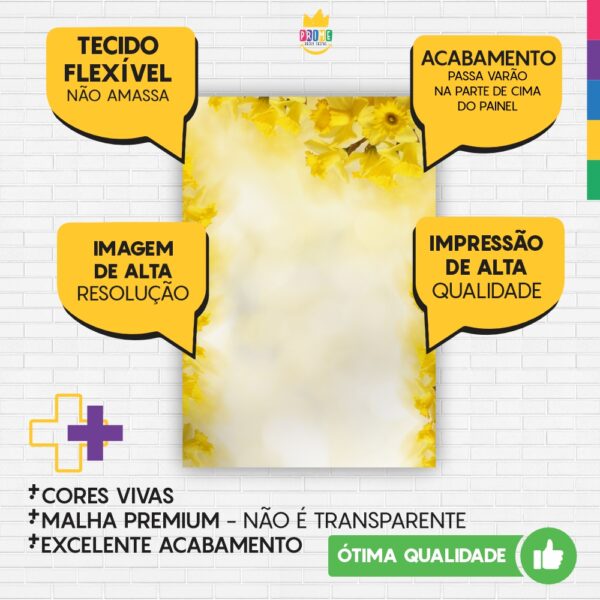 Painel de Festa Retangular 3D Floral Amarelo Casadinho 1,50m x 2,20m - Image 4