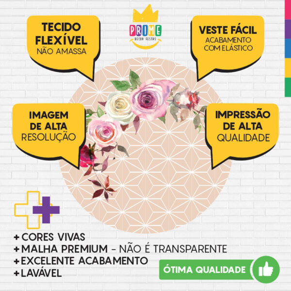 Painel Redondo 3D Floral Tecido Sublimado - Image 3