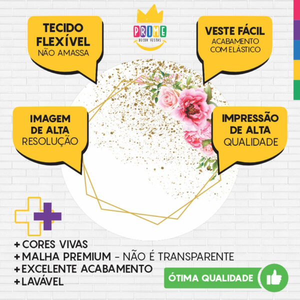 Painel Redondo 3D Floral Tecido Sublimado - Image 3