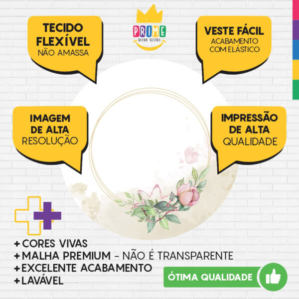 Painel Redondo 3D Floral Tecido Sublimado - Image 3