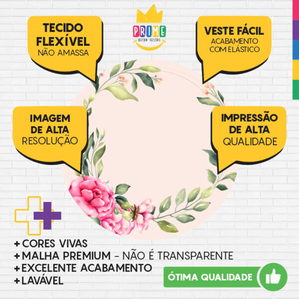 Painel Redondo 3D Floral Tecido Sublimado - Image 3