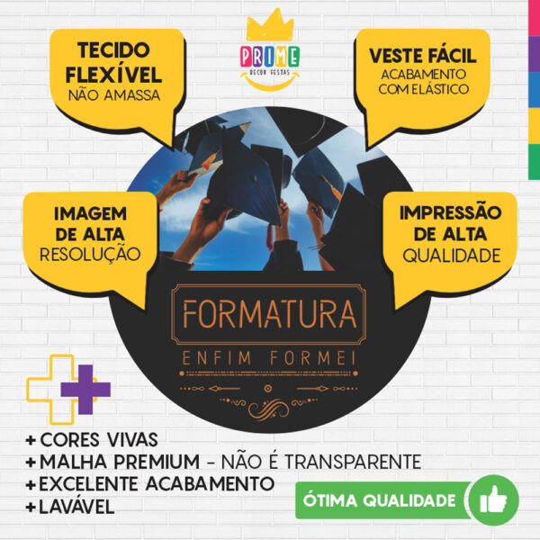 Painel Redondo 3D Formatura Enfim Formei Tecido Sublimado - Image 3