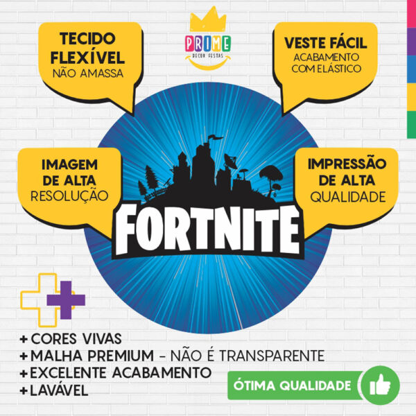 Painel Redondo 3D Fortnite Azul Tecido Sublimado - Image 3