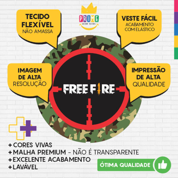 Painel Redondo 3D Free Fire Tecido Sublimado - Image 3