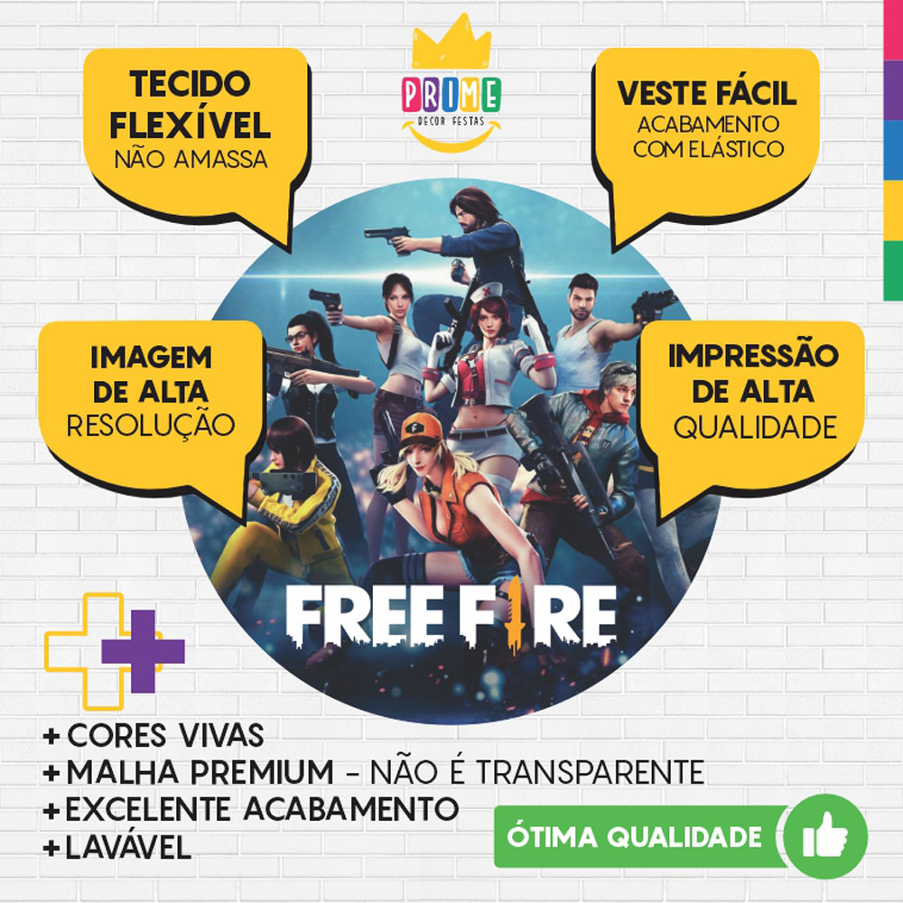 Painel Redondo 3D Free Fire Tecido Sublimado - Imagem 3