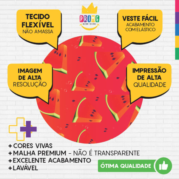 Painel Redondo 3D Frutas Melancia Tecido Sublimado - Image 3