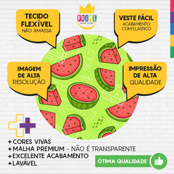 Painel Redondo 3D Frutas Melancia Tecido Sublimado - Image 3