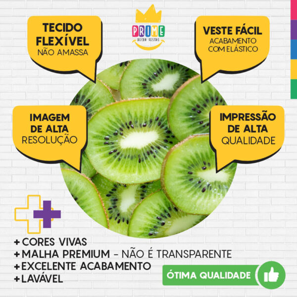 Painel Redondo 3D Frutas Kiwi Tecido Sublimado - Image 3
