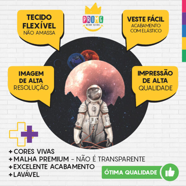 Painel Redondo 3D Galáxia Astronauta Tecido Sublimado - Image 3