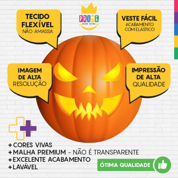 Painel Redondo 3D Halloween Abobora Tecido Sublimado - Image 3
