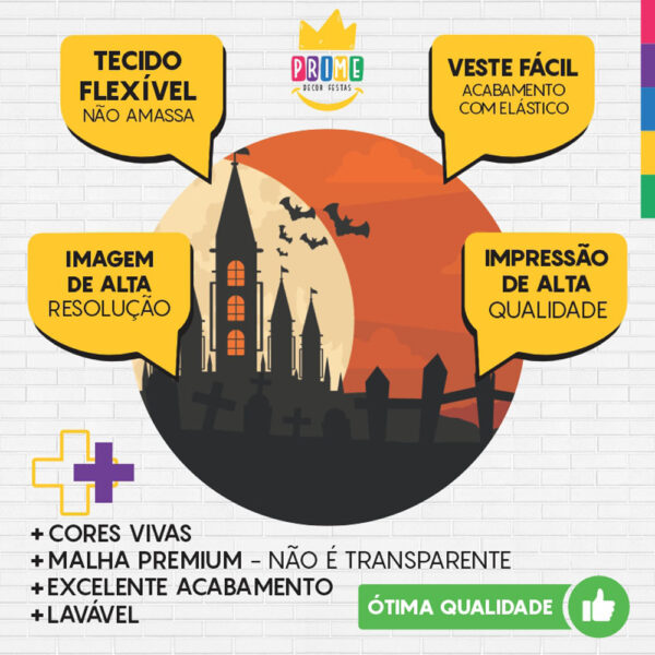 Painel Redondo 3D Halloween Tecido Sublimado - Image 3