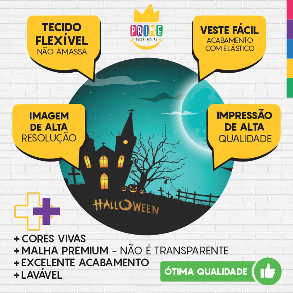 Painel Redondo 3D Halloween Tecido Sublimado - Imagem 3