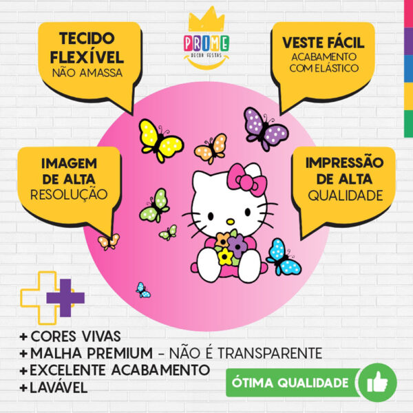 Painel Redondo 3D Hello Kitty Tecido Sublimado - Image 3