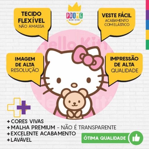 Painel Redondo 3D Hello Kitty Tecido Sublimado - Image 3
