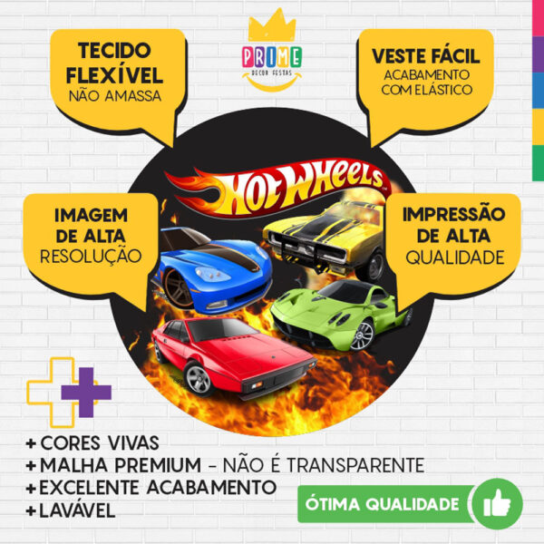 Painel Redondo 3D Hotwheels Tecido Sublimado - Image 3