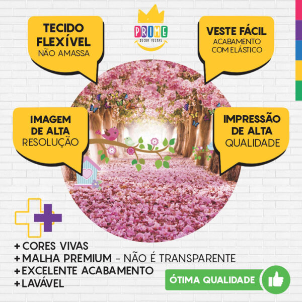 Painel Redondo 3D Jardim Encantado Tecido Sublimado - Image 3