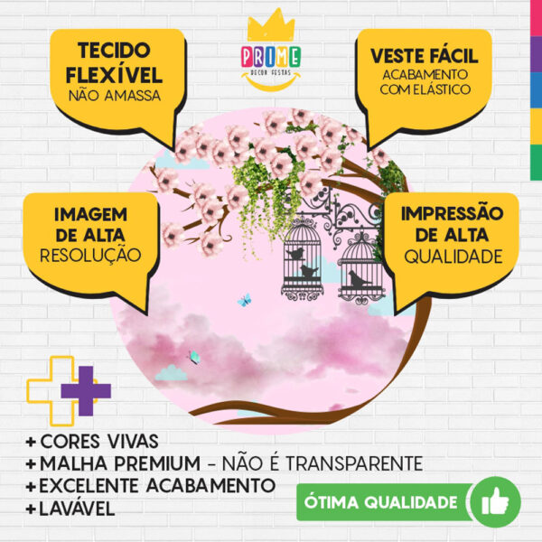 Painel Redondo 3D Jardim Encantado Tecido Sublimado - Image 3