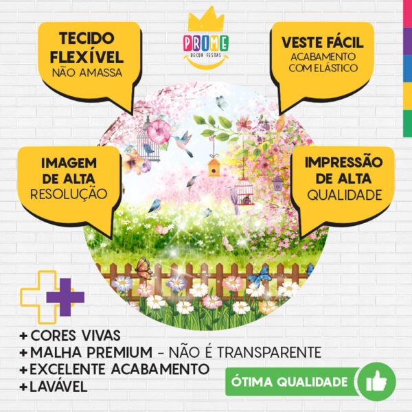 Painel Redondo 3D Jardim Encantado Tecido Sublimado - Image 3