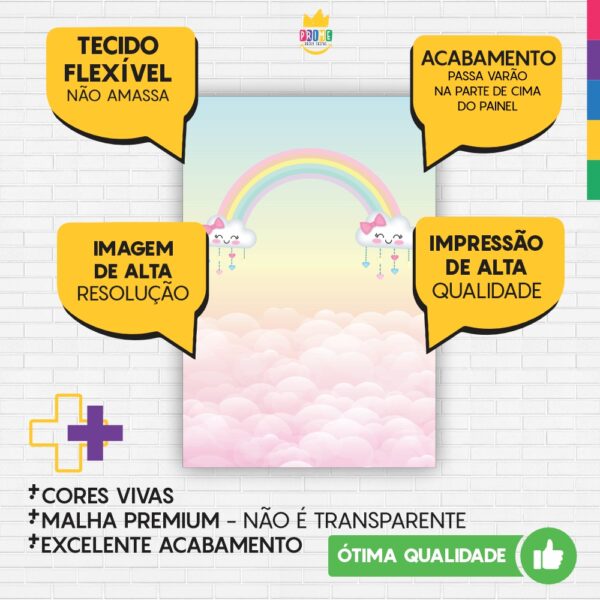 Painel de Festa Retangular 3D Chuva de Amor Casadinho 1,50m x 2,20m - Image 3