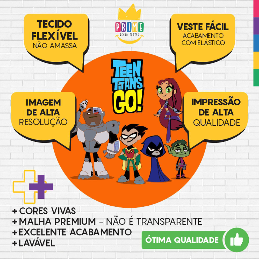 Painel Redondo 3D Jovens Titãs Laranja Tecido Sublimado - Imagem 3
