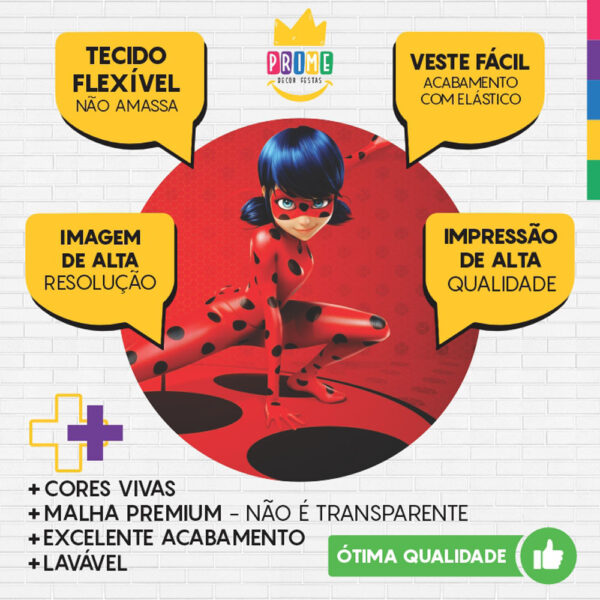 Painel Redondo 3D Lady Bug Tecido Sublimado - Image 3