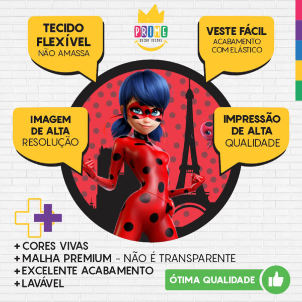 Painel Redondo 3D Lady Bug Tecido Sublimado - Image 3