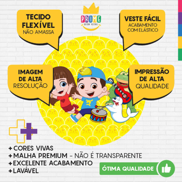 Painel Redondo 3D Lucas Netto Amarelo Tecido Sublimado - Image 3