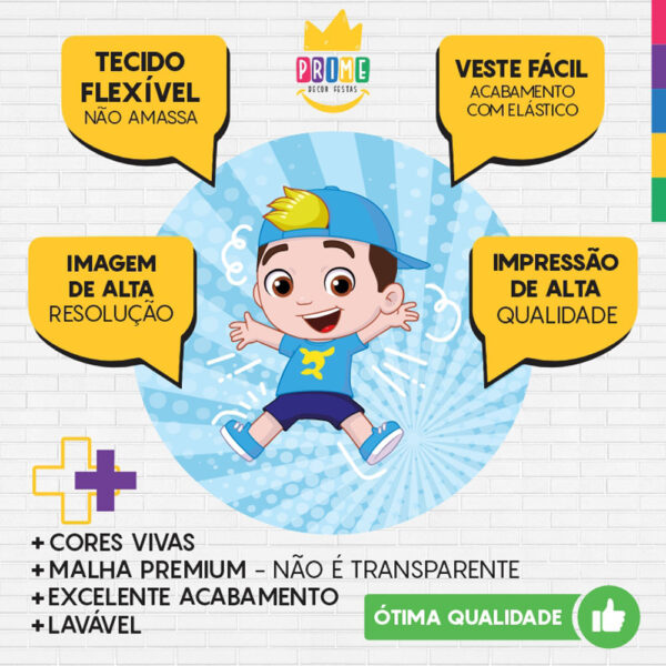 Painel Redondo 3D Lucas Netto Azul Tecido Sublimado - Image 3