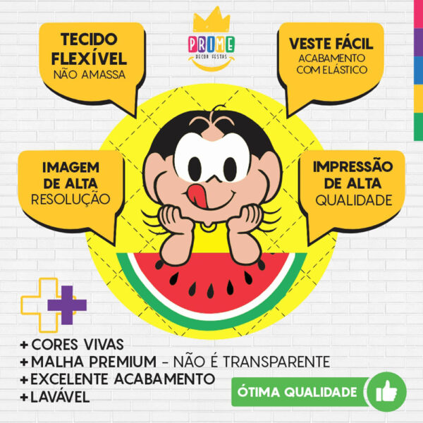 Painel Redondo 3D Magali Amarelo Tecido Sublimado - Image 3