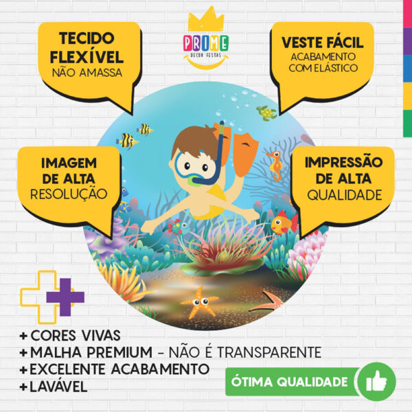 Painel Redondo 3D Mergulhador Aventureiro Tecido Sublimado - Image 3