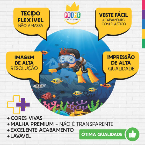 Painel Redondo 3D Mergulhador Aventureiro Tecido Sublimado - Image 3