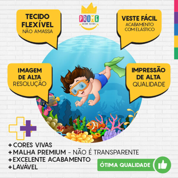 Painel Redondo 3D Mergulhador Aventureiro Tecido Sublimado - Image 3