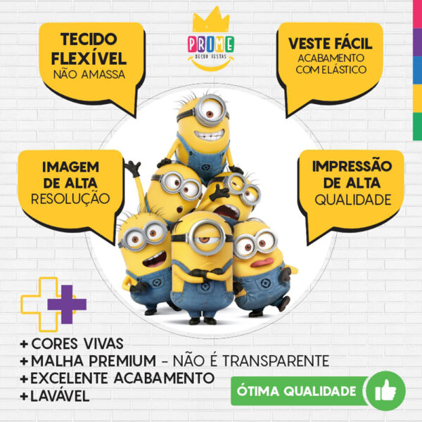 Painel Redondo 3D Minions Tecido Sublimado - Image 3