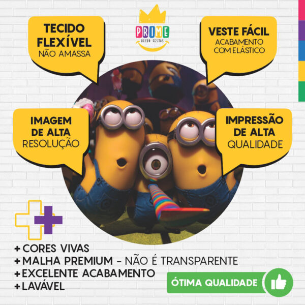 Painel Redondo 3D Minions Tecido Sublimado - Image 3