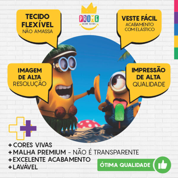 Painel Redondo 3D Minions Tecido Sublimado - Image 3