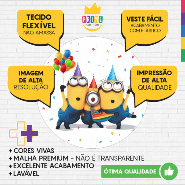 Painel Redondo 3D Minions Tecido Sublimado - Image 3