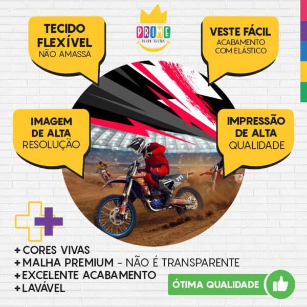 Painel Redondo 3D MotoCross Tecido Sublimado - Image 3