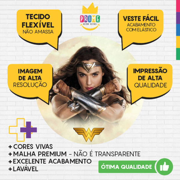 Painel Redondo 3D Mulher Maravilha Tecido Sublimado - Image 3