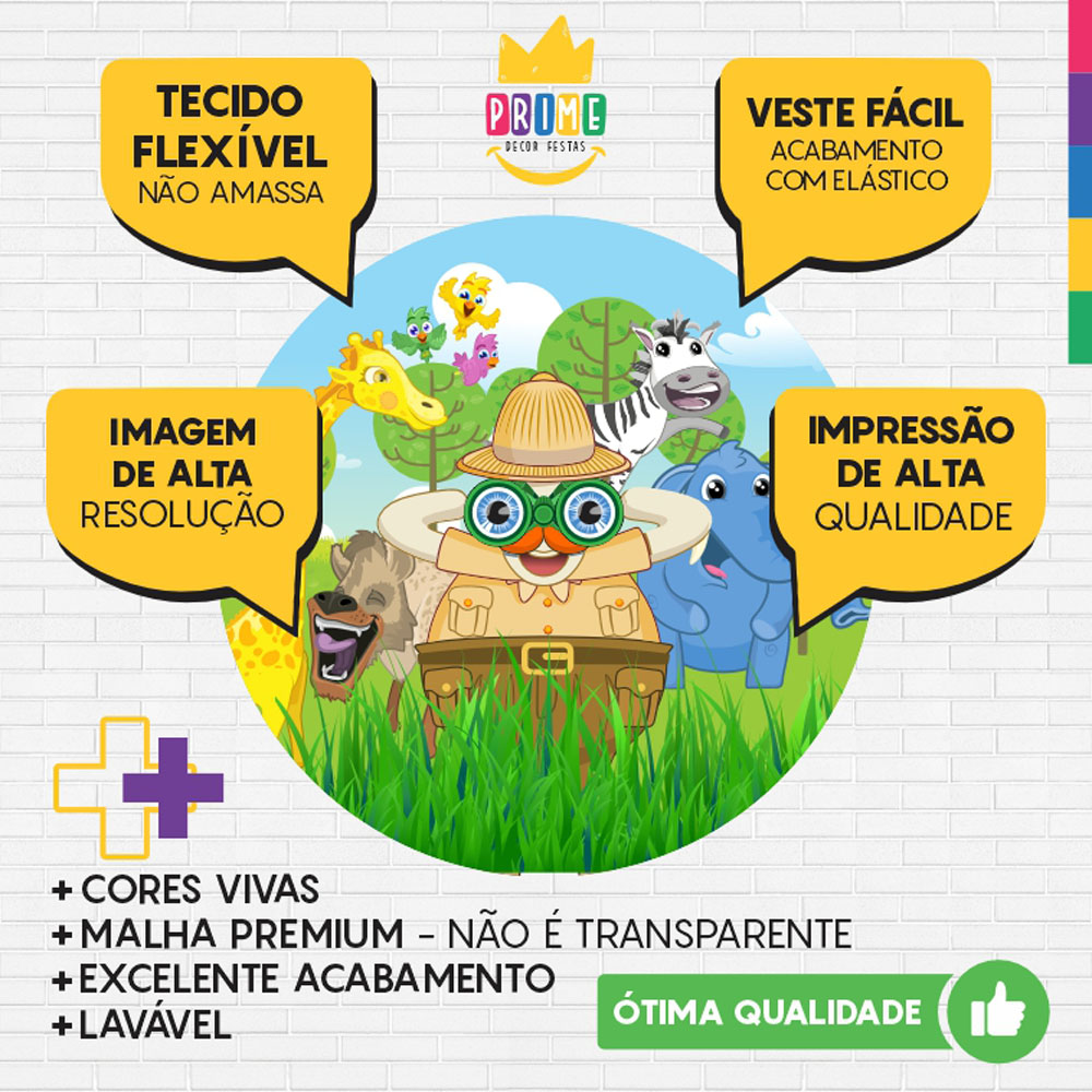 Painel Redondo 3D Mundo Bita Safari Tecido Sublimado - Imagem 3