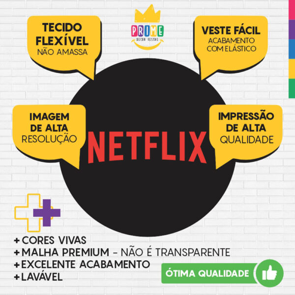 Painel Redondo 3D Netflix Preto Tecido Sublimado - Image 3