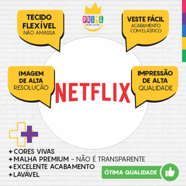 Painel Redondo 3D Netflix Branco Tecido Sublimado - Image 3