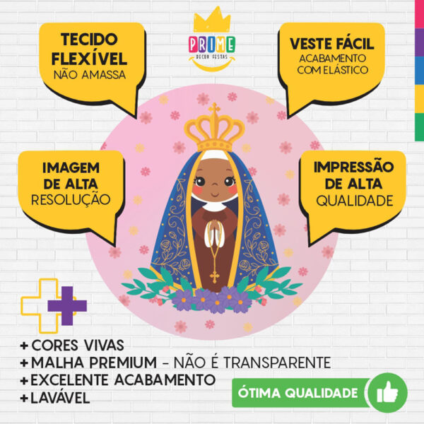 Painel Redondo 3D Nossa Senhora Tecido Sublimado - Image 3