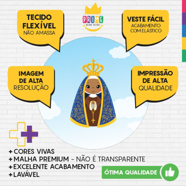 Painel Redondo 3D Nossa Senhora Aparecida Tecido Sublimado - Image 3