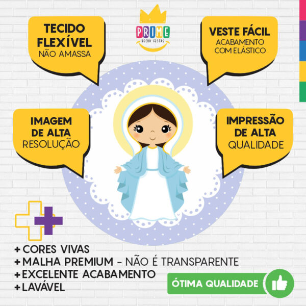Painel Redondo 3D Nossa Senhora das Graças Tecido Sublimado - Image 3