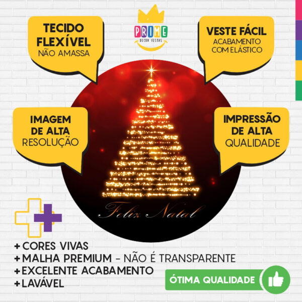 Painel Redondo 3D Natal Arvore Tecido Sublimado - Image 3