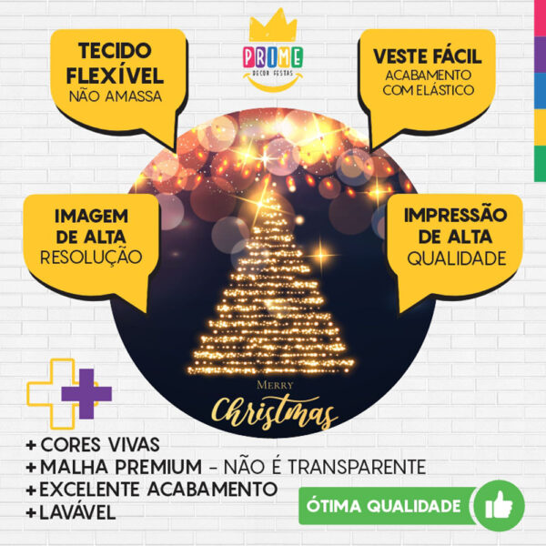 Painel Redondo 3D Natal Arvore Tecido Sublimado - Image 3