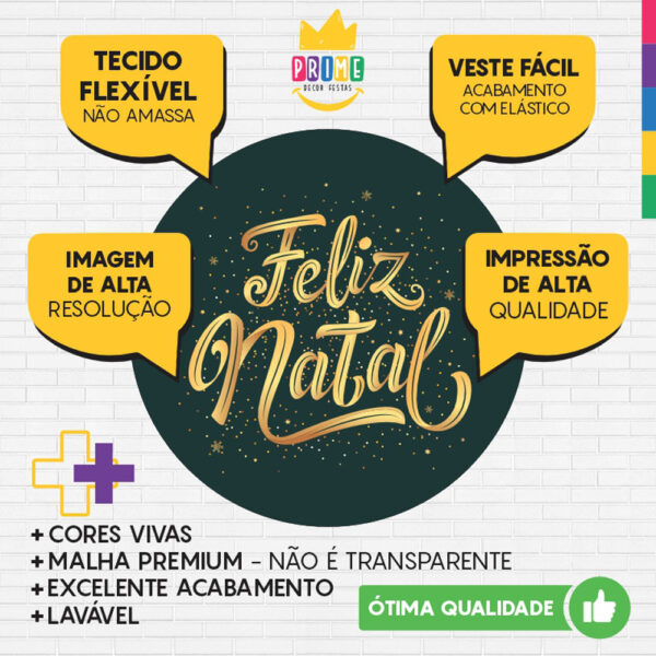 Painel Redondo 3D Feliz Natal Verde Tecido Sublimado - Image 3