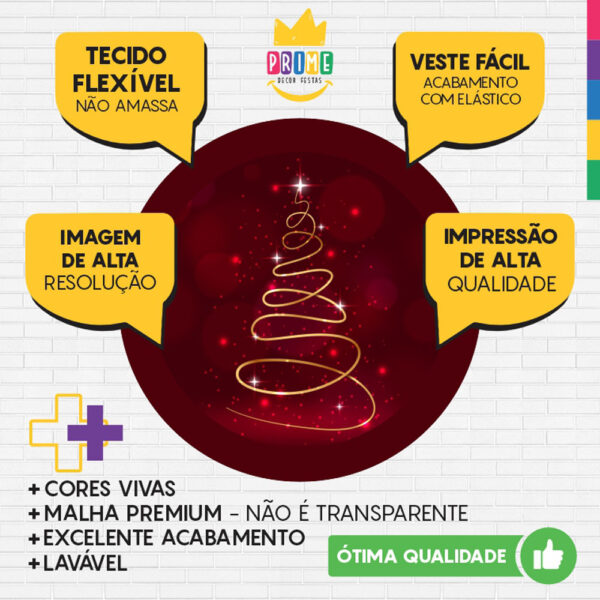 Painel Redondo 3D Feliz Natal Tecido Sublimado - Image 3