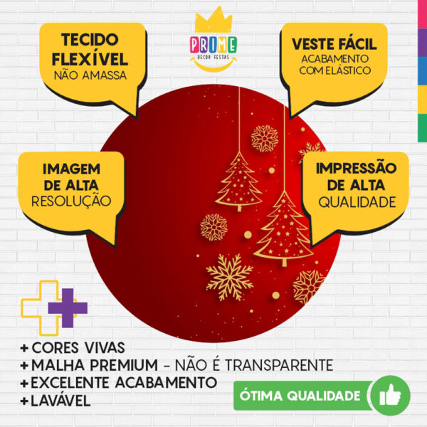 Painel Redondo 3D Feliz Natal Vermelho Tecido Sublimado - Image 3